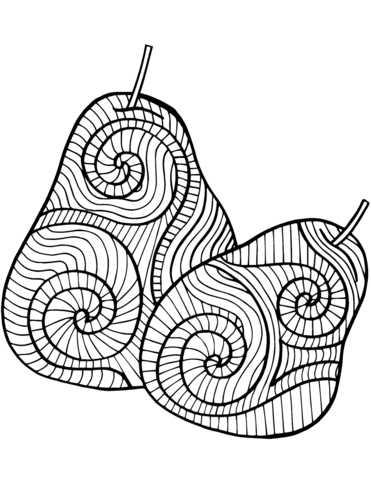 Two Zentangle Pears Coloring Page